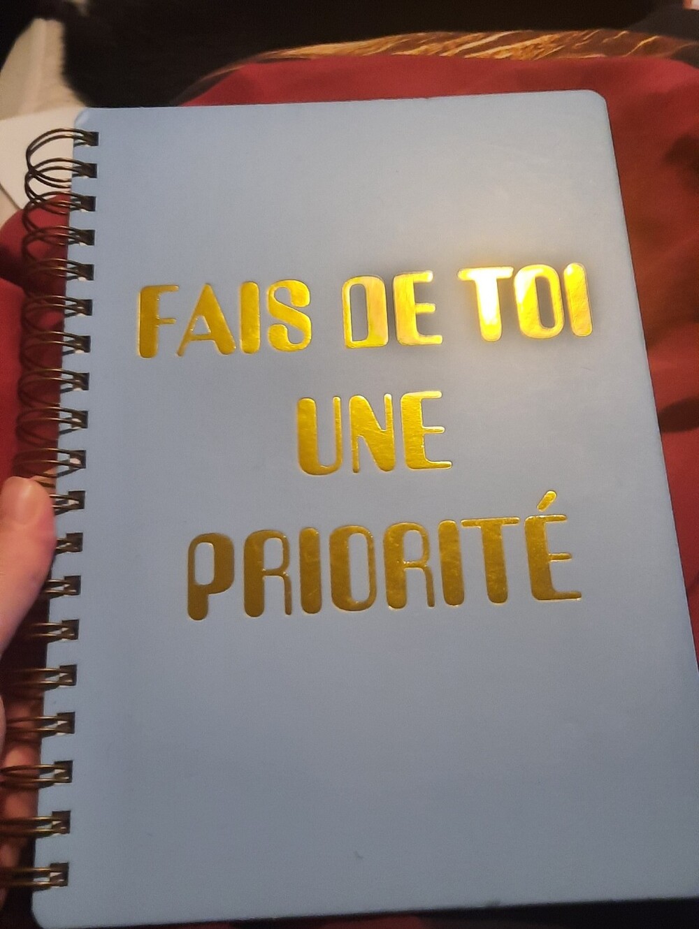 Blue Spiral Notebook with Gold Foil Text - Home Office